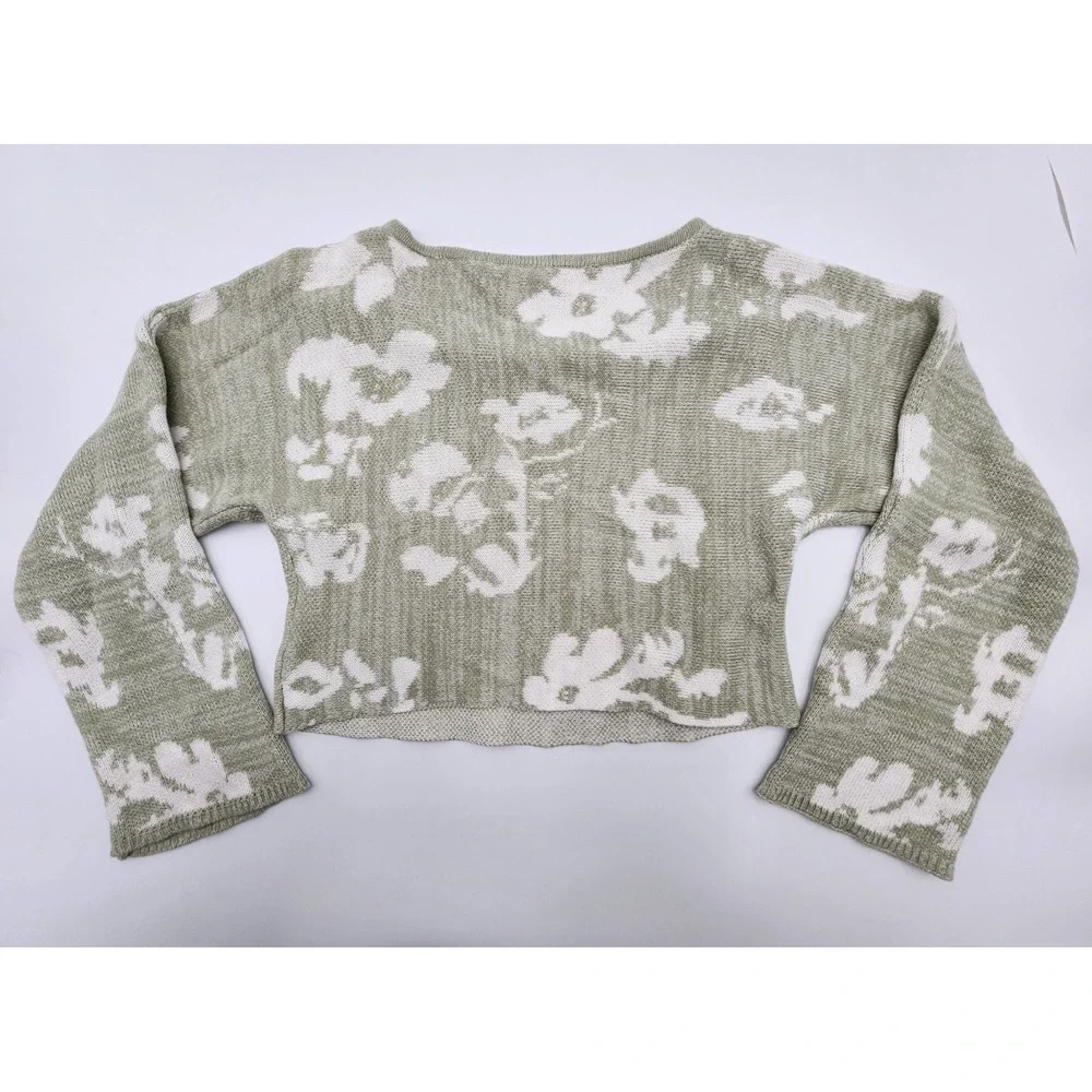 WILLOW ROOT‎ WOMENS KNIT CROPPED SWEAT XS FLORAL CROPPED